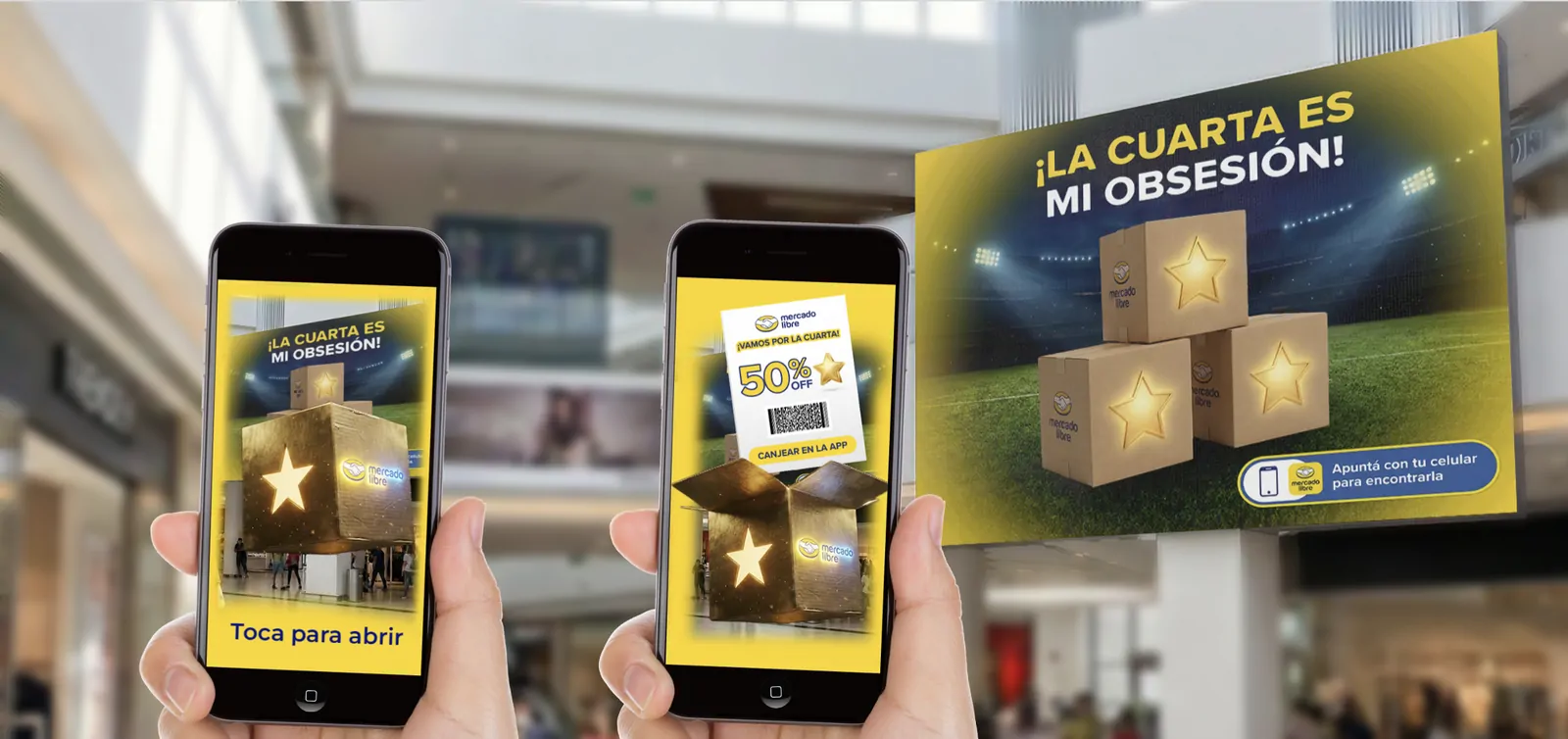 Juego interactivo desde el celular en pantallas de centro comercial