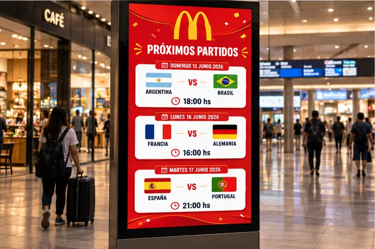 Tótem de McDonald's con los próximos partidos del Mundial