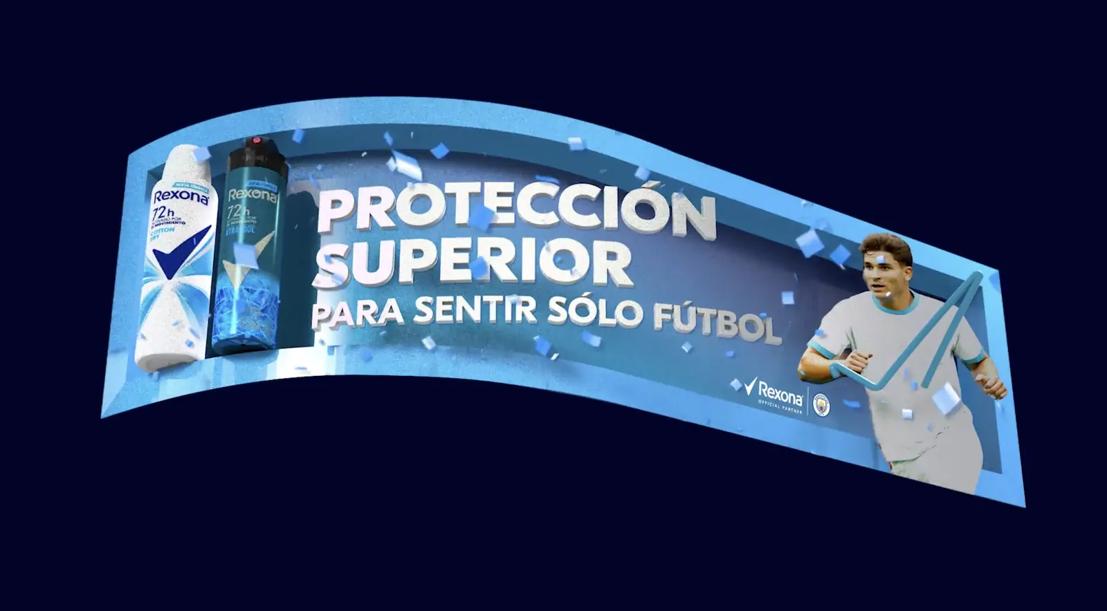 Pantalla curva de Rexona "Protección superior"