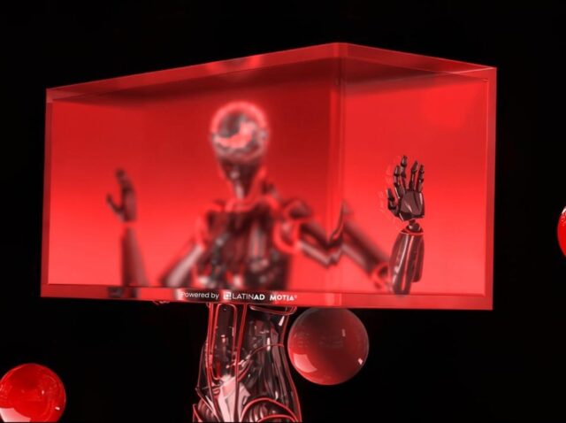 Render 3D del cubo rojo de la campaña del OOH Summit